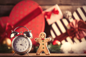 gingerbread man and alarm clock