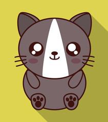 Cute animal design represented by kawaii cat icon. Colorfull and flat illustration. 