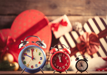 colorful alarm clocks