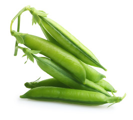 Pod of green peas isolated