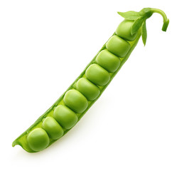 Pod of green peas isolated