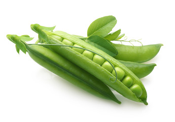 Pod of green peas isolated