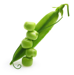 Fototapeta na wymiar Pod of green peas isolated