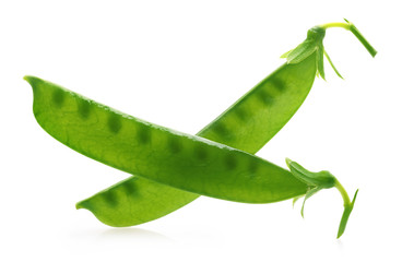 Pod of green peas isolated