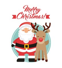 Fototapeta na wymiar reindeer and santa icon. Merry Christmas design. Vector graphic