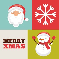 snowflake santa and snowman icon. Merry Christmas design. Vector