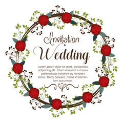 floral wedding invitation isolated icon design, vector illustration  graphic 