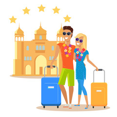 Couple Summer Vacation Travel Illustration