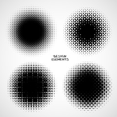 Abstract Halftone Backgrounds. Vector Set of Isolated Modern Design Element