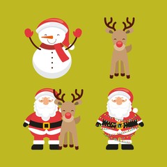 Obraz na płótnie Canvas snowman santa and reindeer icon. Merry Christmas design. Vector 