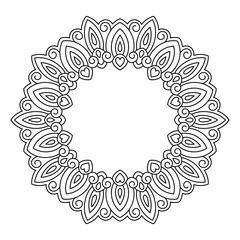 vector, contour, black and white illustration, abstraction, round frame, ornament, star
