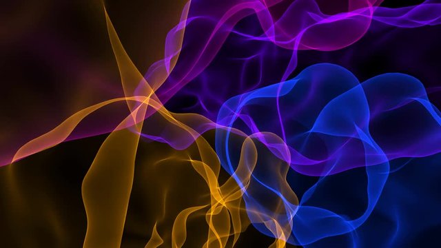 Abstract animation. Wavy color smoke on the dark space. 4K seamless loop.