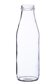 empty bottle of milk isolated on white background