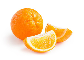 Orange. Orange with slices isolated on white background