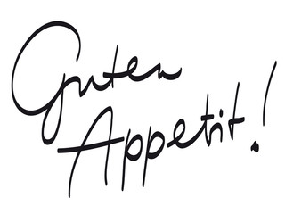 Handschrift: „Guten Appetit!“ / schwarz-weiß, Vektor, freigestellt - 116192781