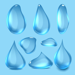 Vector Illustration of blue Realistic Water Drops