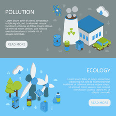 Ecology Horizontal Isometric Banners 