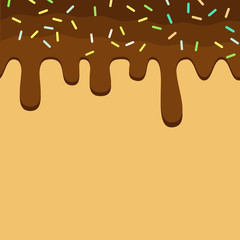 Dark Chocolate Melted on Wafer Background