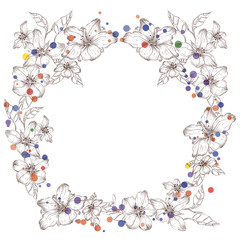 glitter Graphic Design floral frame. Gold paint