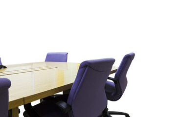 Isolated meeting room with wooden table , Office interior