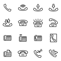 Vector line telephone icon set