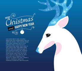 Merry Christmas and Happy New Year card with Deer