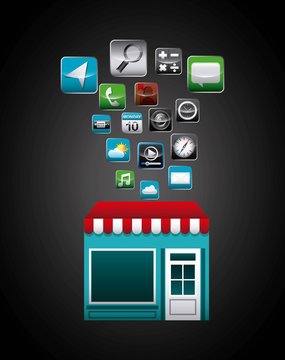 iShop and con set. Social media design. Vector graphic