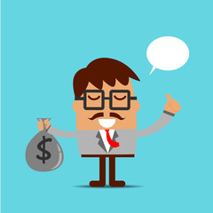 Happy of business man with money bag