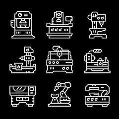 Set line icons of machine tool