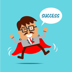 Happy of Super business man with bubble talk