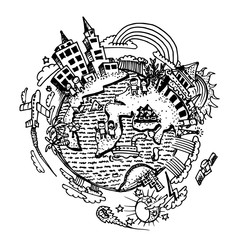 Earth by hand drawing