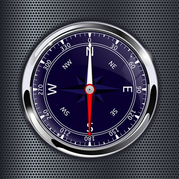 Compass on metal background