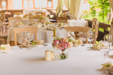 Table setting at a luxury wedding reception