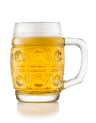 Glass mug with beer isolated on white background