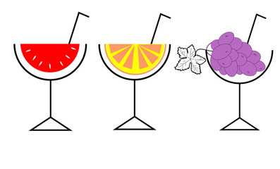 3 stylish icons fruit cocktail