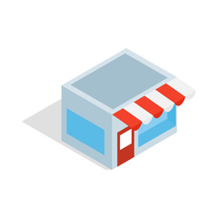 Shop icon in isometric 3d style isolated on white background. Goods symbol