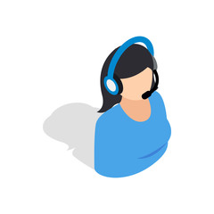 Female consultant icon in isometric 3d style isolated on white background. Help symbol