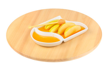 Dipping apples in honey