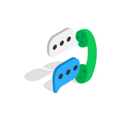 Talking on phone icon in isometric 3d style isolated on white background. Conversations symbol