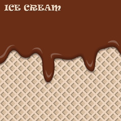 Chocolate ice cream with wafer vintage abstract. Vector illustration