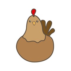 Chicken cartoon icon. Animal farm design. Vector graphic