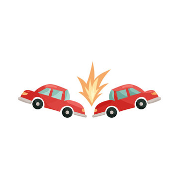 Car accident icon in cartoon style isolated on white background
