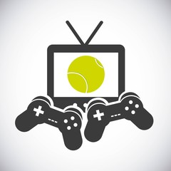 tv game control ball and racket icon. Tennis design. Vector grap