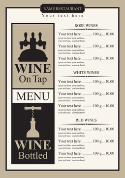 wine menu with price list and picture on tap and bottle