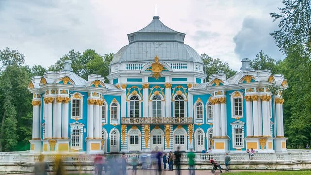 Hermitage pavilion timelapse in Catherine park in Tsarskoe Selo near Saint Petersburg, Russia