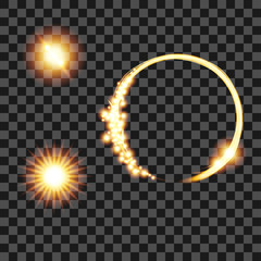 Creative concept Vector set of glow light effect isolated on black background.