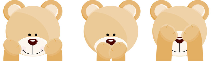 Three faces teddy bears

