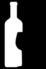 Plakaty  Płaska ikona butelki wina ze szkłem na czarnym tle