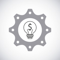Light bulb and money icon. Gear design. Vector graphic