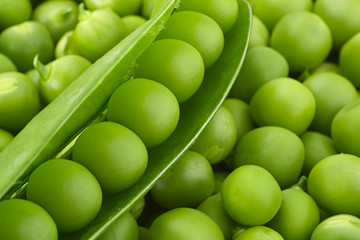Young grean peas background